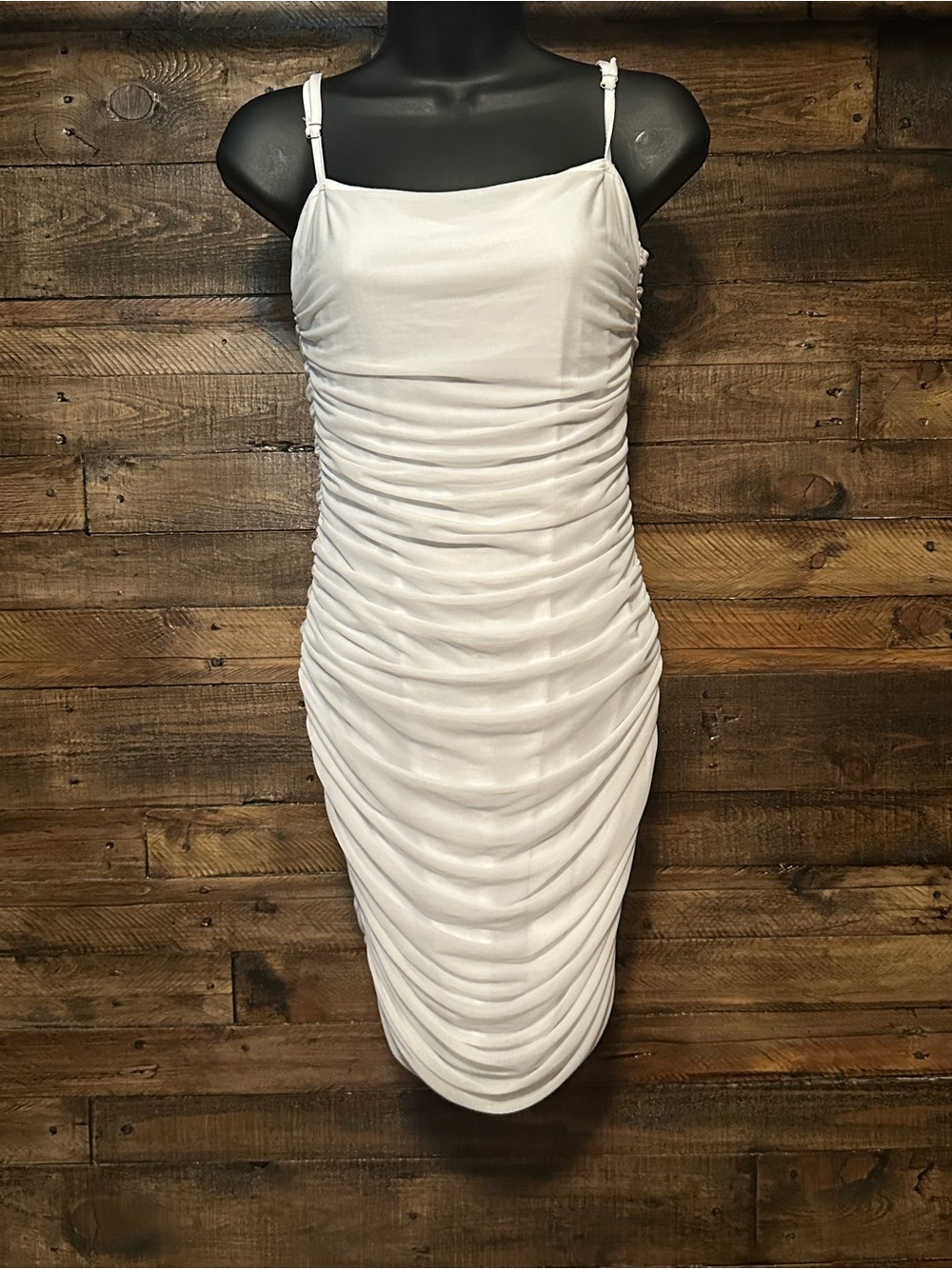 Ruched White Bodycon Slip Dress - Women